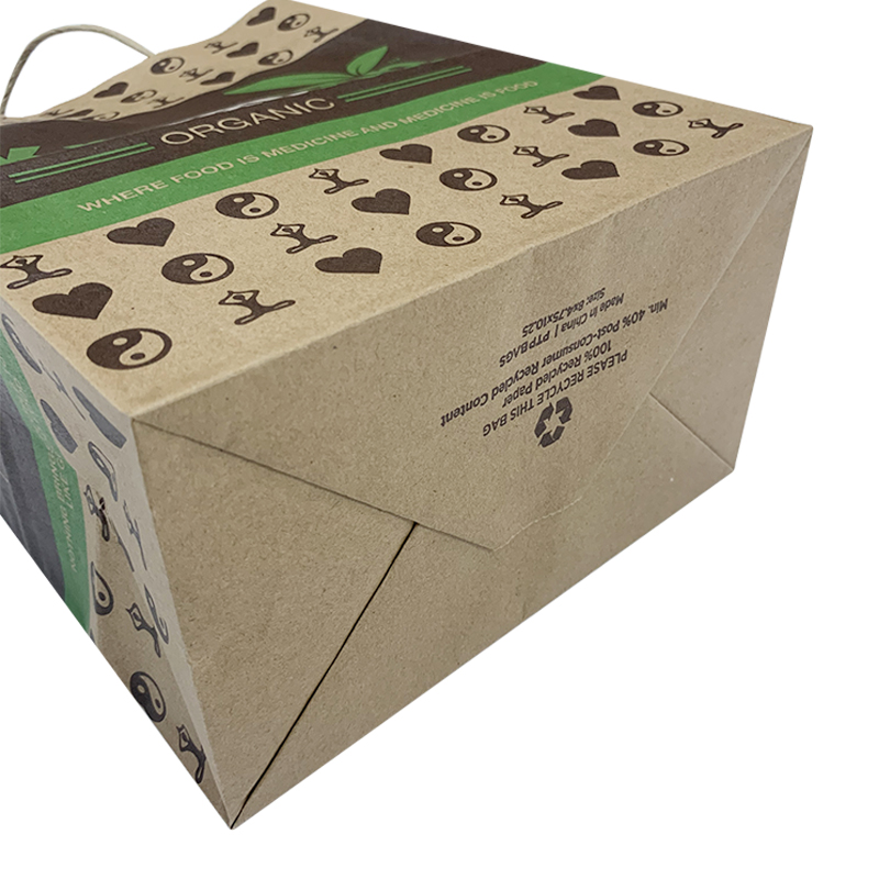 أكياس الورق البني كرافت مع مقابض مخصصة للأكياس الورق الغذائية الأكياس