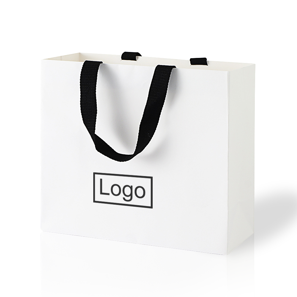حقيبة ورقية بيضاء مع مقابض بلوك بالجملة لأكياس الأكياس المخصصة لأكياس التسوق