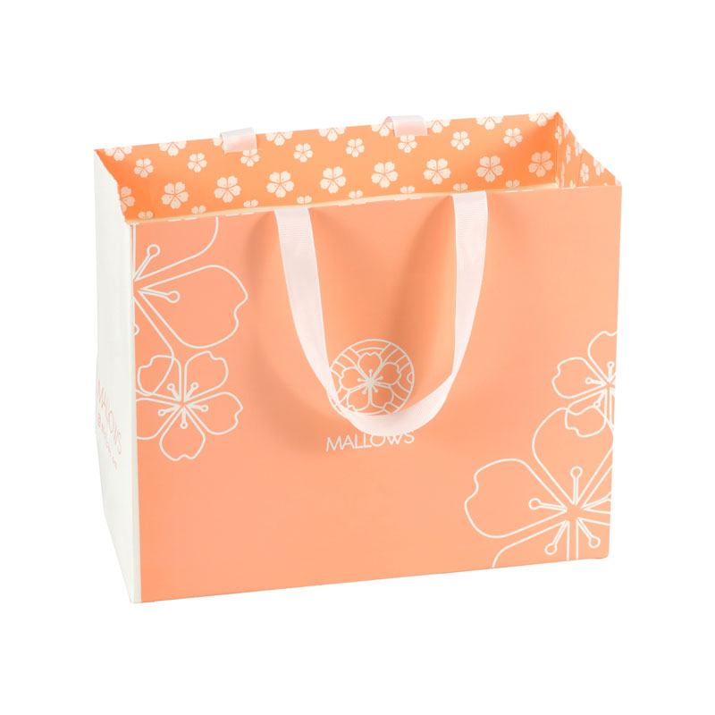 حقيبة ليباك ورقية فاخرة برتقالية ذهبية للهدايا مع شعار مطبوع